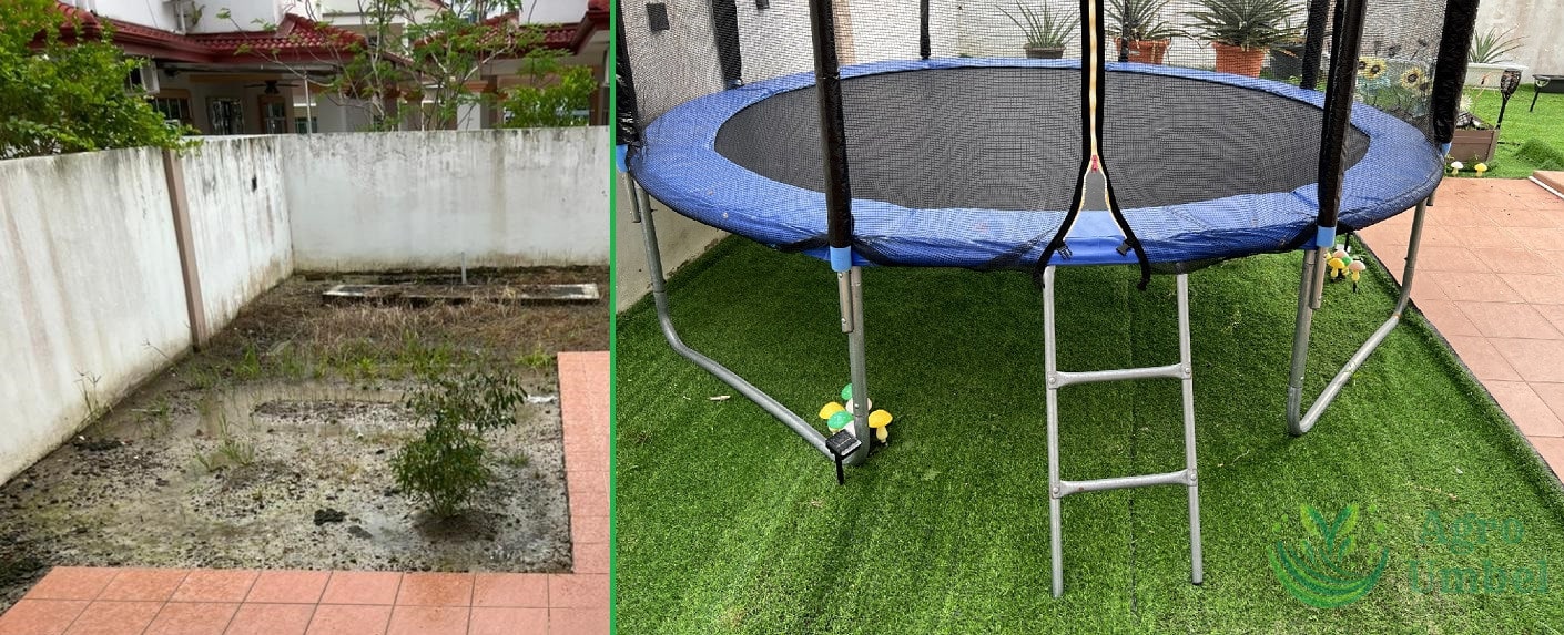before and after artificial grass
